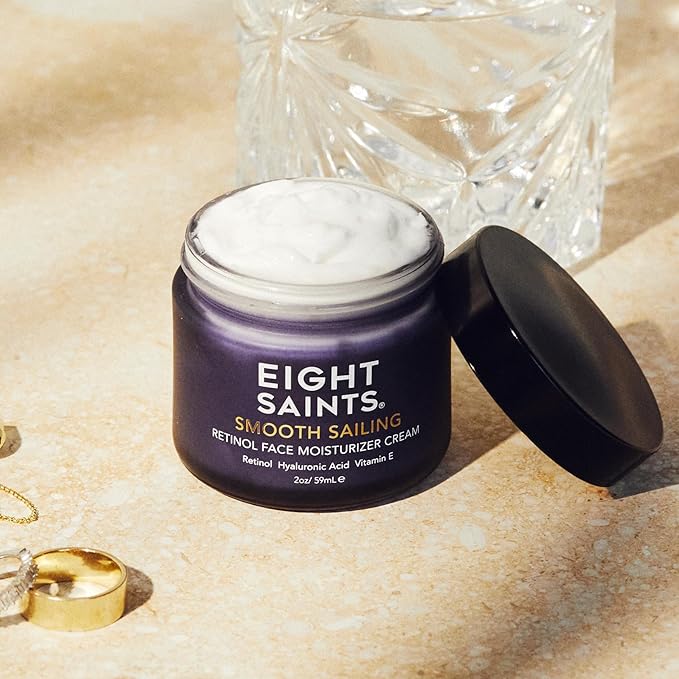 Eight Saints Retinol Facial Moisturizer Cream, For Firming Face, Neck & Eye Wrinkles and Lines, Deep Hydrating Lotion, Fragrance-Free, with Retinol, Hyaluronic Acid, and Vitamin E, 2 Ounces(Pack of 2)