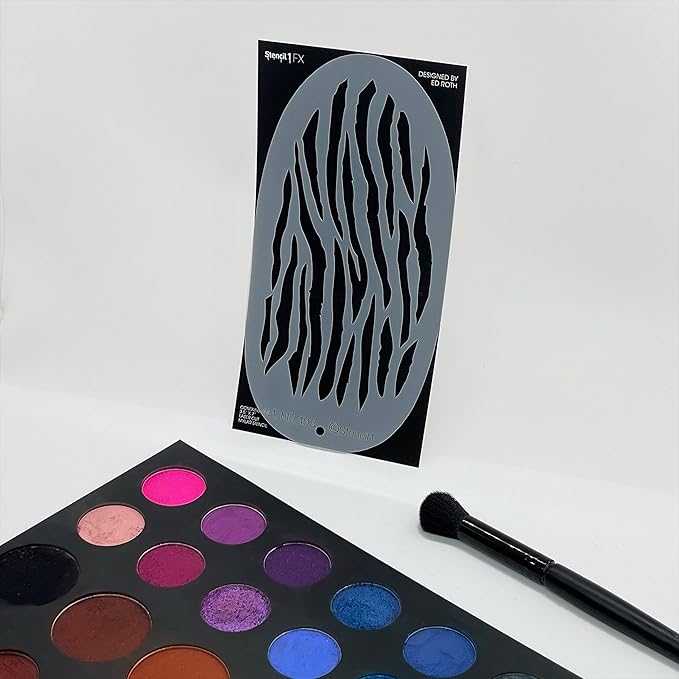 Stencil1FX - Zebra Stripes Eye Makeup Stencil for Costumes, Dress Up, Halloween, Cosplay, Face Painting, Raves, Festivals, Parades, Parties