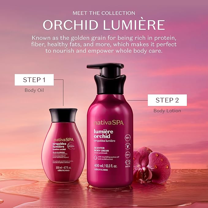 Nativa SPA Orchid Lumière Scented Body Cream, Firming & Hydrating Lotion with Quinoa Oil, 13.5 Ounce (400ml)