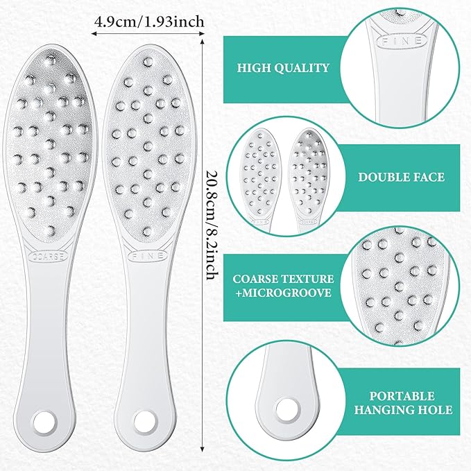 4 Pcs Stainless Steel Foot File Callus Remover Double Sided Metal Foot Rasp Scrubber for Wet or Dry Skin Professional Pedicure Tool for Hard Skin & Cracked Heels, Easy to Clean (Classic Style)