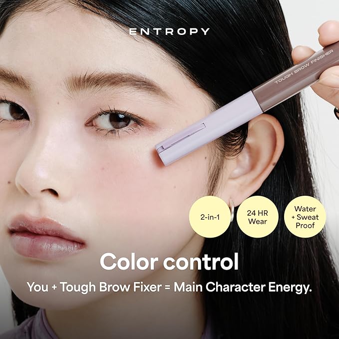 ENTROPY MAKEUP Tough Brow Finisher, 2-In-1 Brow Tint Mascara with Built-In Comb, Skinny Brush, Long-Lasting, Lightweight, Natural Hold and Soft Tint, Oatmeal