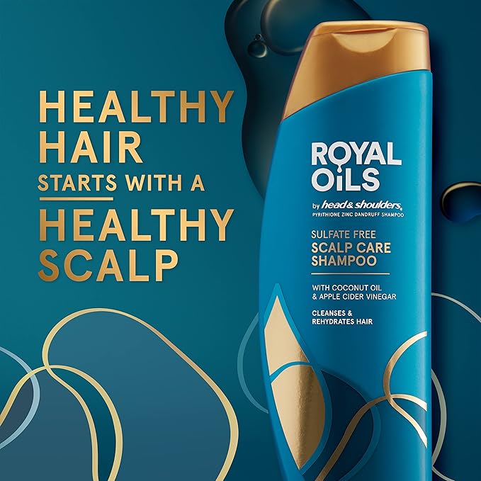 Head & Shoulders Anti-Dandruff Shampoo, Royal Oils Moisturizing Shampoo, 1% Pyrithione Zinc, Curly & Coily Hair, Coconut, Apple Cider Vinegar, Sulfate-Free, 12.8 fl oz (Pack of 2)