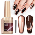 Brown Cat Eye Gel Polish, Moonlight Magnetic Cat Eye Gel Nail Polish With Magnet Stick, Dark Brown Glitter Holographic Shimmer UV Gel Nail Art Manicure Salon DIY Home, 12ML
