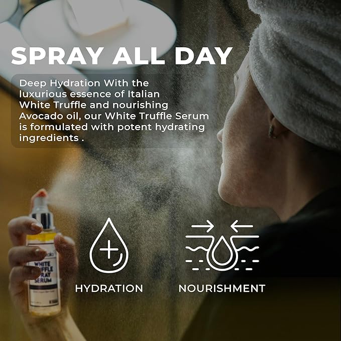 Pharmlitalia Italian White Truffle Spray Serum - Vegan Skin Care - Hydrating Face Mist with Avocado & White Truffles - Face Serum for Radiant Skin - 3.38 Fl Oz