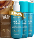 MAREE Hair Oil for Frizzy Hair with Argan Oil, Keratin & Biotin 3 PACK – Hair Serum for Dry and Curly Hair Gloss – Frizz Control Hair Care Products for Women – Aceite Para el Cabello