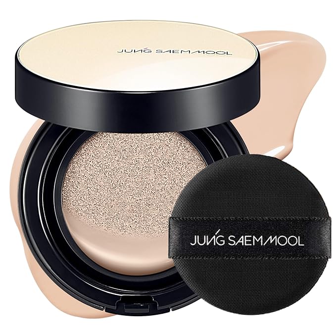 JUNG SAEM MOOL Essential Skin Nuder Cushion | Natural Finish, Buildable Coverage Cushion Foundation by Korean Makeup Artist (Refill Not Included, 0.49 Fl Oz, SPF 50), 19 Pink Light