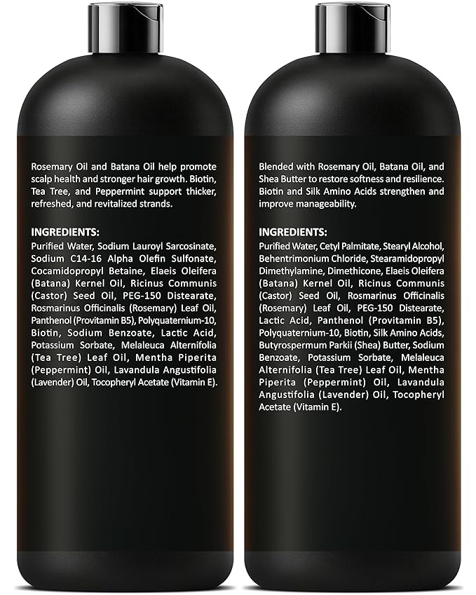 INFINA ESSENTIALS Rosemary Oil Shampoo and Conditioner Set | 16 fl oz Each | with Batana Oil & Biotin | Sulfate-Free Thickening Formula for Thinning Hair | For Men & Women | Made in USA