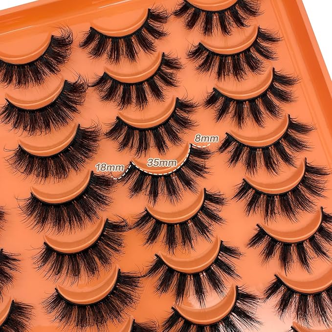 Mink Lashes Wispy Dramatic Thick Faux Mink Fake Eyelashes Pack 18mm 3D Full Strips Lashes Pack 20 Pairs Styles Mixed YH310
