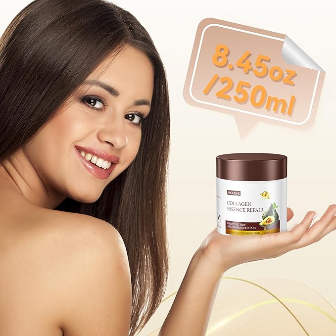 Collagen Hair Mask - Deep Conditioning, Hydrates, Repairs, Nourishes, Argan Oil Keratin Hair Treatment Conditioner, Salon Quality Hair Care for Dry Damaged Hair All Types 8.45 oz 250ml