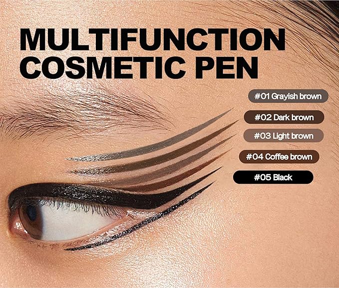 Extra Fine Wild Water Eyebrow Pencil, Waterproof & Smudge Proof Liquid Eyeliner Felt Tip Applicator, High Pigmented Black Brown Liquid Eye Liner, Long-Lasting, Quick Drying for Women (01)