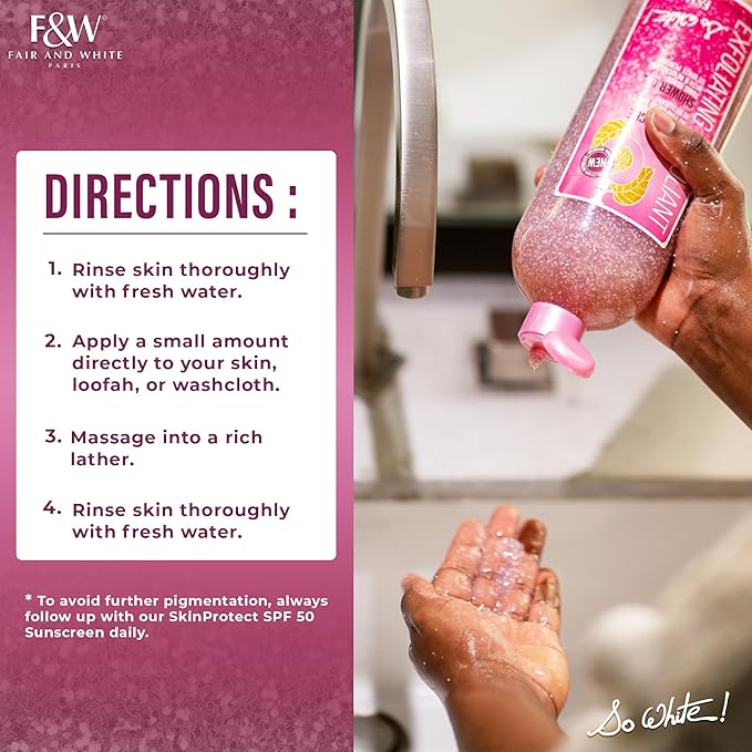 FAIR & WHITE So White Exfoliating Shower Gel/Tonic Scrub 940ml / 31.8fl.oz.