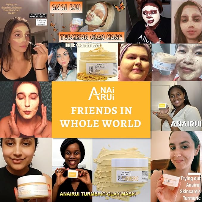 Turmeric Vitamin C Face Mask, Deep Cleansing Clay Mask for Dull Skin, Skincare Facial Mask for Refining Pores and Controlling Oil, Smooth & Radiant Skin, Face Skincare Gifts, 4.23 OZ
