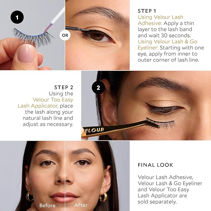 Velour Effortless Lashes, Natural Looking False Eyelashes, Fluffy & Lightweight No Trim Eyelashes, Reusable Fake Lashes For All Eye Shapes, Vegan & Cruelty-Free, Lash Glue not Included (Final Touch)