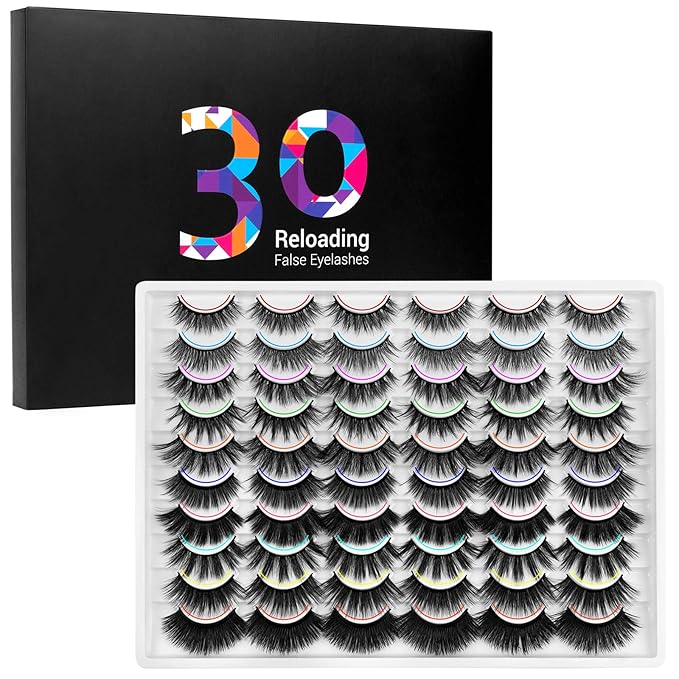 DYSILK Mink Lashes False Eyelashes - 30 Pairs 10 Styles Mixed Lashes Pack False Mink Eyelashes Wispy Fluffy Natural Look Eyelashes Long Lashes Soft Reusable