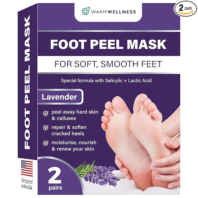 Foot Peeling Mask – Lavender Exfoliating Treatment Booties for Callus Removal & Renewal of Dry, Cracked Feet – Dermatologist-Inspired Moisturizing Spa Therapy for Men & Women (Lavender 2 Pairs)
