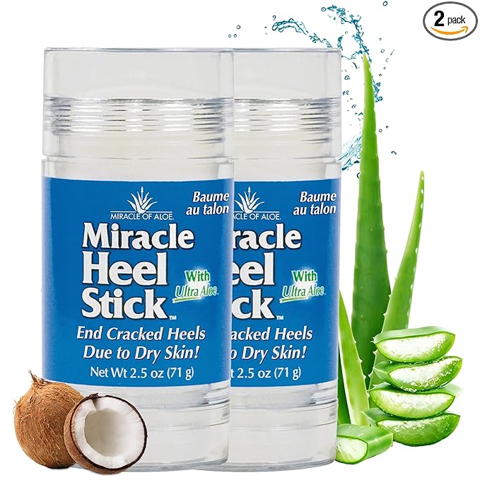 2 Pack - Heel Balm for Dry Cracked Feet - Miracle Heel Stick for Cracked Heel Repair - Cracked Heel Treatment - Formulated with Pure Aloe Vera, Tea Tree Oil, Shea & Cocoa Butters | 2.5 oz