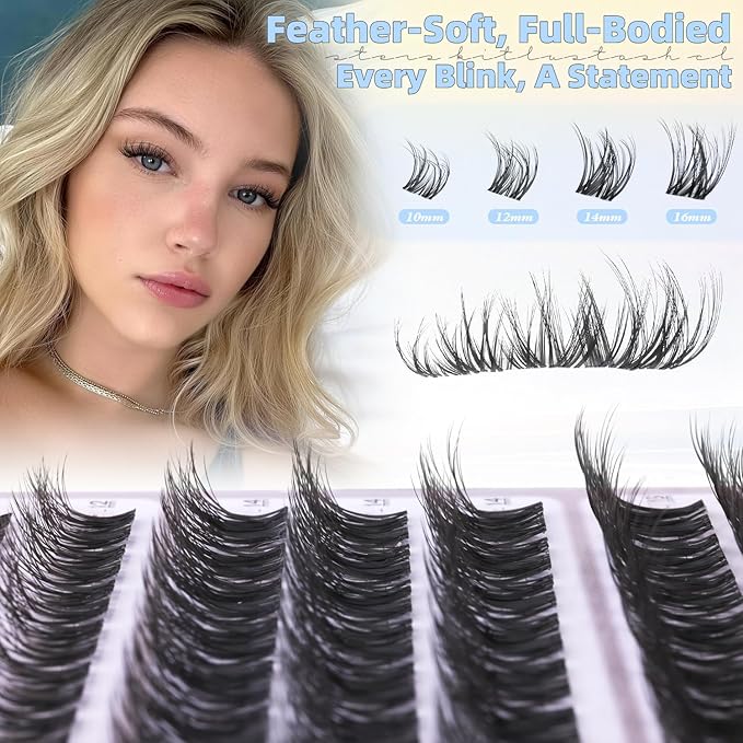 Spider Lash Clusters Wispy Volume Eyelash Extensions 3D Natural Breeze Eyelash Clusters Thin Band Individual Lashes DIY Lash Extensions 10-16mm by ALICE