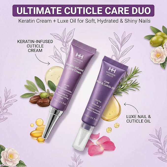 Cuticle Oil Pen for Dry Cracked Cuticles - Hydrating Nail Moisturizer with Jojoba Oil, Vitamin E, Tea Tree & Squalane, Portable Brush Pen for Nails - 15ml Each (Pack of 2)