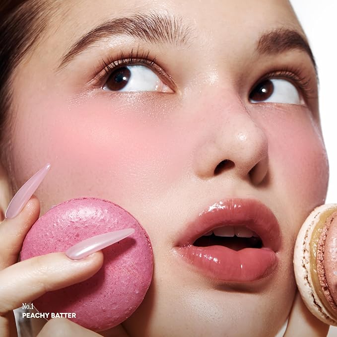 UNLEASHIA Dough Dough Waffle Blush, Pressable Bouncy Jelly Texture, Cream-to-Powder Blush with Shimmer, Lightweight & Long-Lasting, Glowy Radiant Cheeks (No.1 Peachy Batter)