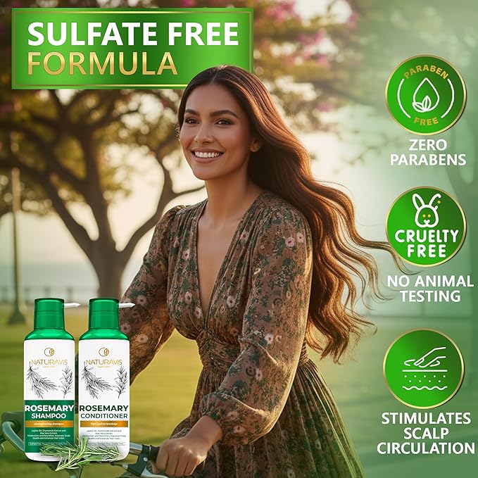 Rosemary Shampoo and Conditioner Set - Sulfate Free Cleanse for Flaky, Dry Scalp - Volume Boost for Thin and Fine Hair - Thickening Salon Professional Formula - For Women and Men - 16 Fl Oz (Set of 2)