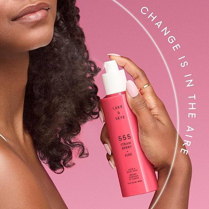 Lake & Skye 555 Strawberry + Aire Hair & Body Mini Mist - Travel Size, Hydrating, Fruity - 1 fl oz