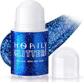 HOSAILY Roll-on Blue Body Glitter Gel for Face Hair, 4th of July Patriotic Veterans Day Accessories, Chunky Mermaid Sequins Festival Party Rave Outfits Halloween Face Paint Glitter Makeup for Women