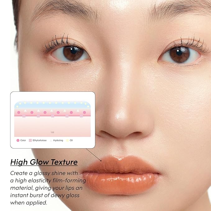 ENTROPY Makeup Glossy Lip Tint – Juicy Glow Line/Non-Sticky Hydrating Lip Gloss Tint, High Shine Finish, Buildable Sheer Color, Lip & Cheek Makeup - Amber Charm (Warm Brick Red) | glossy lip tint, Non-sticky lip tint, Juicy glow lip gloss