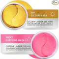 Under Eye Patches Kit: 120 Pcs Rosy Caffeine & 24K Gold Gel Eye Mask for Dark Circles, Puffiness and Wrinkles - Anti-Aging Pads with Niacinamide, Collagen, Hyaluronic Acid & Vitamin C (2 Pack)