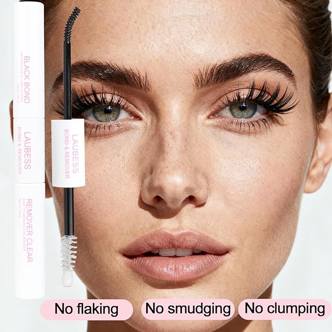 Lash Glue for Eyelash Clusters LAUBESS Lash Bond and Remover 2 in 1 Lash Cluster Glue 10ml Adhesive Eyelash Glue Lash Remover for Lash Extensions Home Use