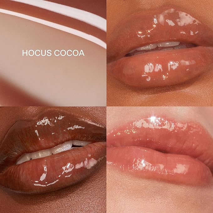 r.e.m. beauty by ariana grande | Essential Drip Glossy Balm in Hocus Cocoa | High Shine Nourishing Lip Balm | Hydrating Hyaluronic Acid | Smooth Glossy Finish