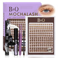 B&Q Brown Lash Clusters Kit Natural Mochalash Clusters 02, Wispy Eyelash Clusters Kit C-Curl Cluster Eyelash Extensions 8-16mm Brown Lash Eyelashes Kit for Fair/Dark Hair(Mochalash 02 Set)