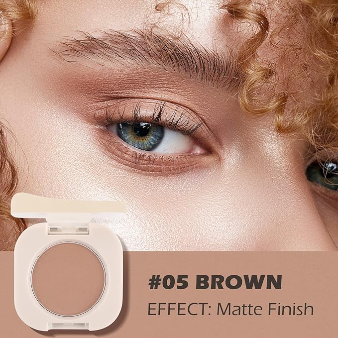 Brown Eyeshadow with Brush, Single Matte Mini Pressed Eye shadow Palette, Silky Fine Highly Pigmented Powder, Lightweight & Ultra-Blendable Formula, Ideal for Daily Natural Eye Makeup (#05)