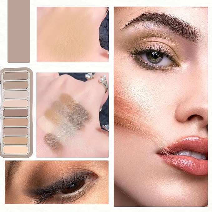 2PCS Naked Eyeshadow Palette Makeup Set with Brush,Natural Flawless Eye Shadow Palette Makeup,Highly Pigmented Neutral Nude Eye Shadow Palette,Waterproof Matte Eyeshadow Palette