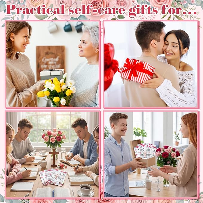 Loopeer 12 Pcs Christian Gifts for Mothers Day Religious Hand Mask Bible Verse Gloves for Skin Dry Hydrating Hand Masks Moisturizer Rose Gloves for Mom Grandma Church Prayers Coworker