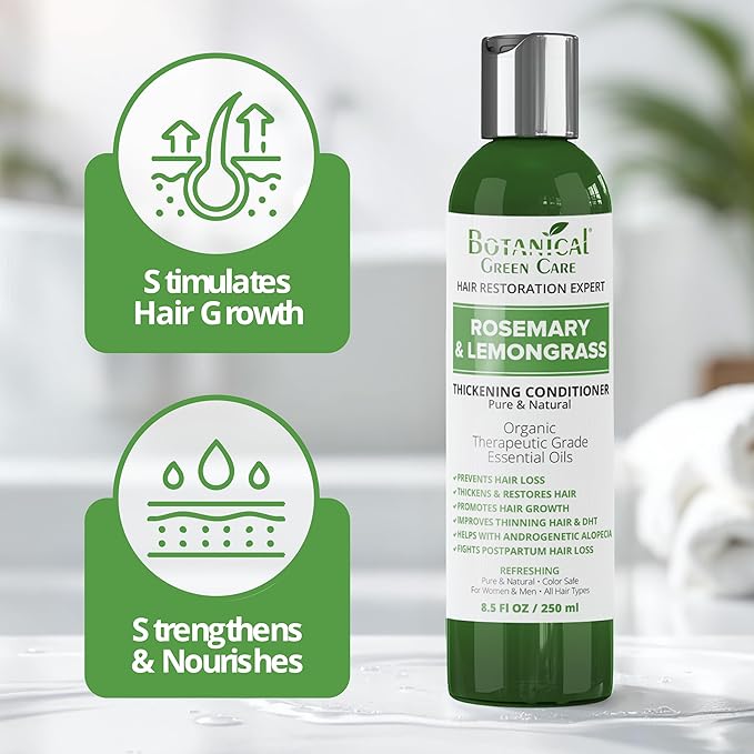 Rosemary & Lemongrass Conditioner for Thinning Hair, Thickening Product for Women and Men, Hair Growth