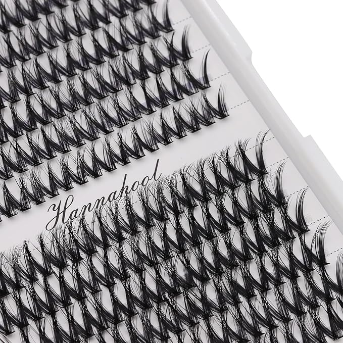 12rows-Large Tray Mixed 8-10-12-14-16mm/Mixed 14-15-16mm/Mixed14mm-16mm/Mixed 18-20mm Wide Stem Individual False Eyelashes Dramatic Black Cluster Eyelashes (MY009-12-14MM)