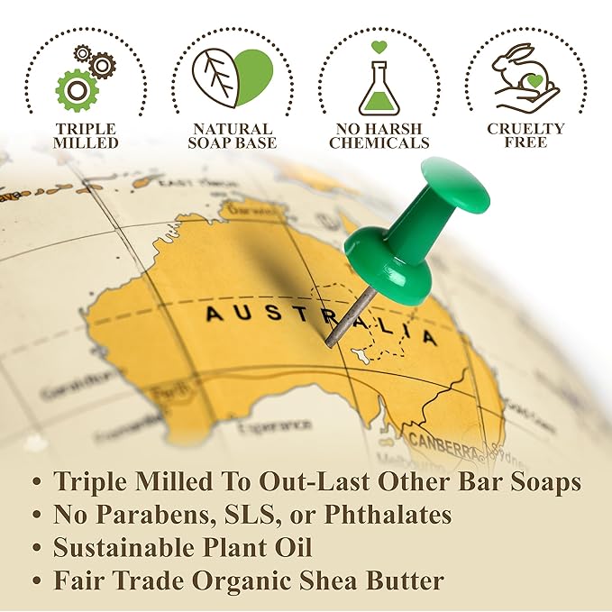 BELA Lavender Soap Bars 3.3 OZ Pack of 6, French Triple Milled Bar Soap with Organic Shea Butter, Lavender and Flower Scented Soap, Made in Australia