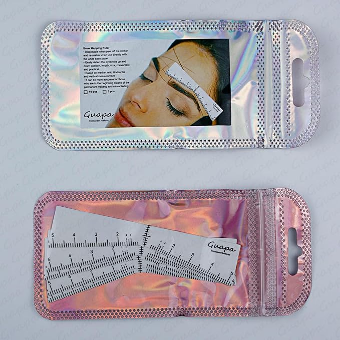 Guapa Eyebrow Ruler Stencils， Mapping Brow Tools Microblading Stickers Permanmemt Makeup Eyebrow Shaping Kit Self Adhesive Measurement Ruler for Tattoo Supplies