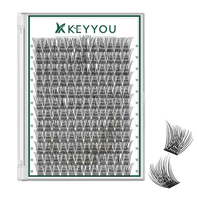 Lash Clusters 144pcs Individual Lashes D Curl 18mm Eyelash Clusters KEYYOU Air Touch Cluster Lashes Super Lightweight Soft Wispy Comfortable Easy DIY at Home(Air02-D-18mm)
