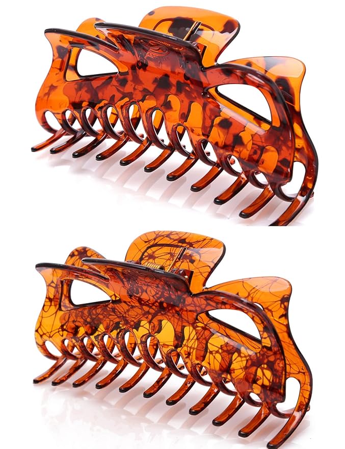 Thick Hair Super Large Clips Crystal Plastic Claw Clamps Hairgrips Clips Accessories for Women, 2 pack. (B)