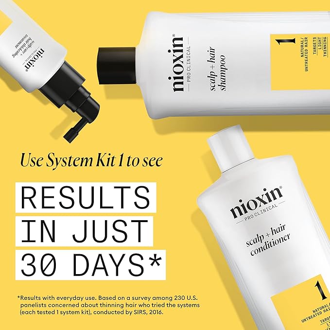 Nioxin Scalp + Hair Thickening System 1 Shampoo| For Natural or Untreated Hair with Light Thinning| With Niacinamide and Biotin| 33.8 Fl oz.