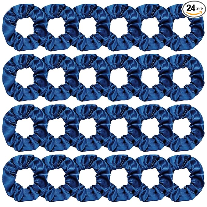 Silk Satin Scrunchies for Women Girls 24 PCS Hair Scrunchies Silk Satin Hair Ties for Thick Hair Bulk Hair Ties Hair Accessories