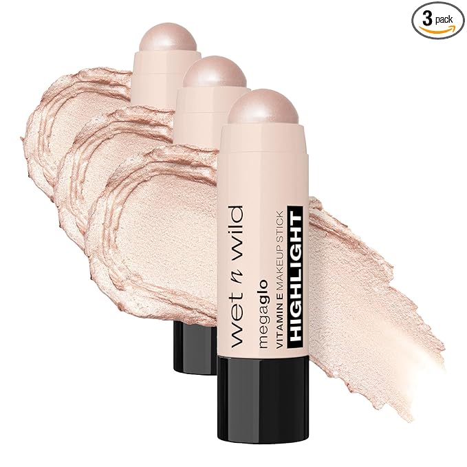 wet n wild MegaGlo Makeup Stick, Buildable Color, Versatile Use, Cruelty-Free & Vegan - When the Nude Strikes (Pack of 3)