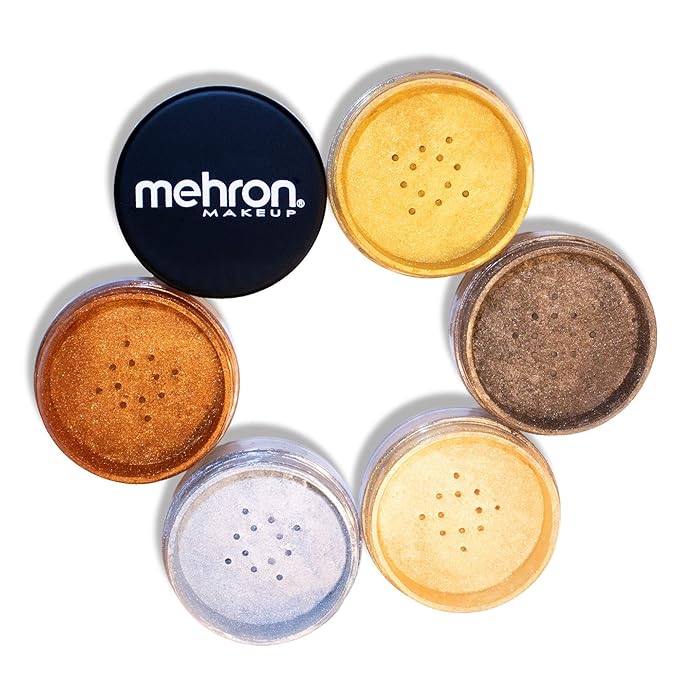 Mehron Makeup Artist Pigment – Metallic FX Powder | Metallic Powder Pigment for Face & Body Paint, Eyeshadow & Eyeliner, Cosplay .15 oz (4.1 g) (Yellow Gold) | Made in the USA