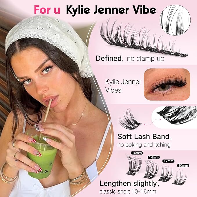 Goddvenus Spider Lash Clusters Kit, Natural Wispy Cluster Eyelash Extensions, Fluffy DIY Lash Extension at Home for Natural Look, D Curl Individual Lashes Kit with Waterproof Bond and Seal