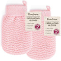 Exfoliating Gloves 2 Pack, Wave Texture Exfoliating Mitt for Dead Skin Remover, Body Scrub Gloves for Bath Shower, Korean Exfoliating Mitt, Loofah Alternative Body Scrubber for Women & Men