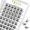 QUEWEL Lash Clusters 72 Pcs Cluster Lashes Wide Stem Eyelash Clusters C/D Curl 8-16mm DIY Eyelash Extensions Natural Style for Self Easy To Use at Home(Natural-D-14)