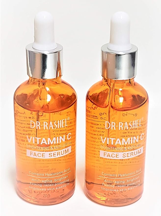 Dr Rashel Vitamin C Face Serum | Hyaluronic Acid , Firming and Anti Aging ( Pack of 2 ) + 1 Pair of Collagen Crystal Eye Mask