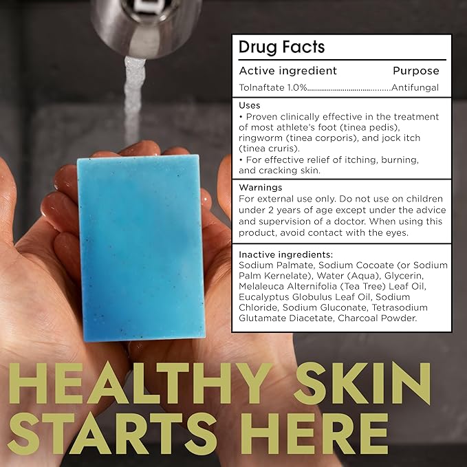 Antifungal Soap | Deep-Cleansing & Exfoliating Bar for Men & Women | Natural Ingredients with Tea Tree & Eucalyptus | Helps Soothe Jock Itch, Ringworm & Athlete’s Foot Pumice Bar Soap