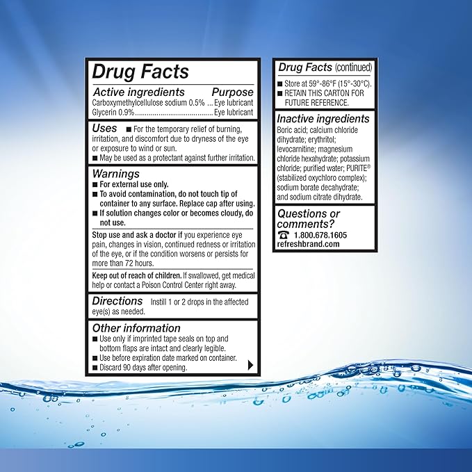 Refresh Optive Lubricant Eye Drops For Dry Eyes, 0.5 Fl Oz Sterile
